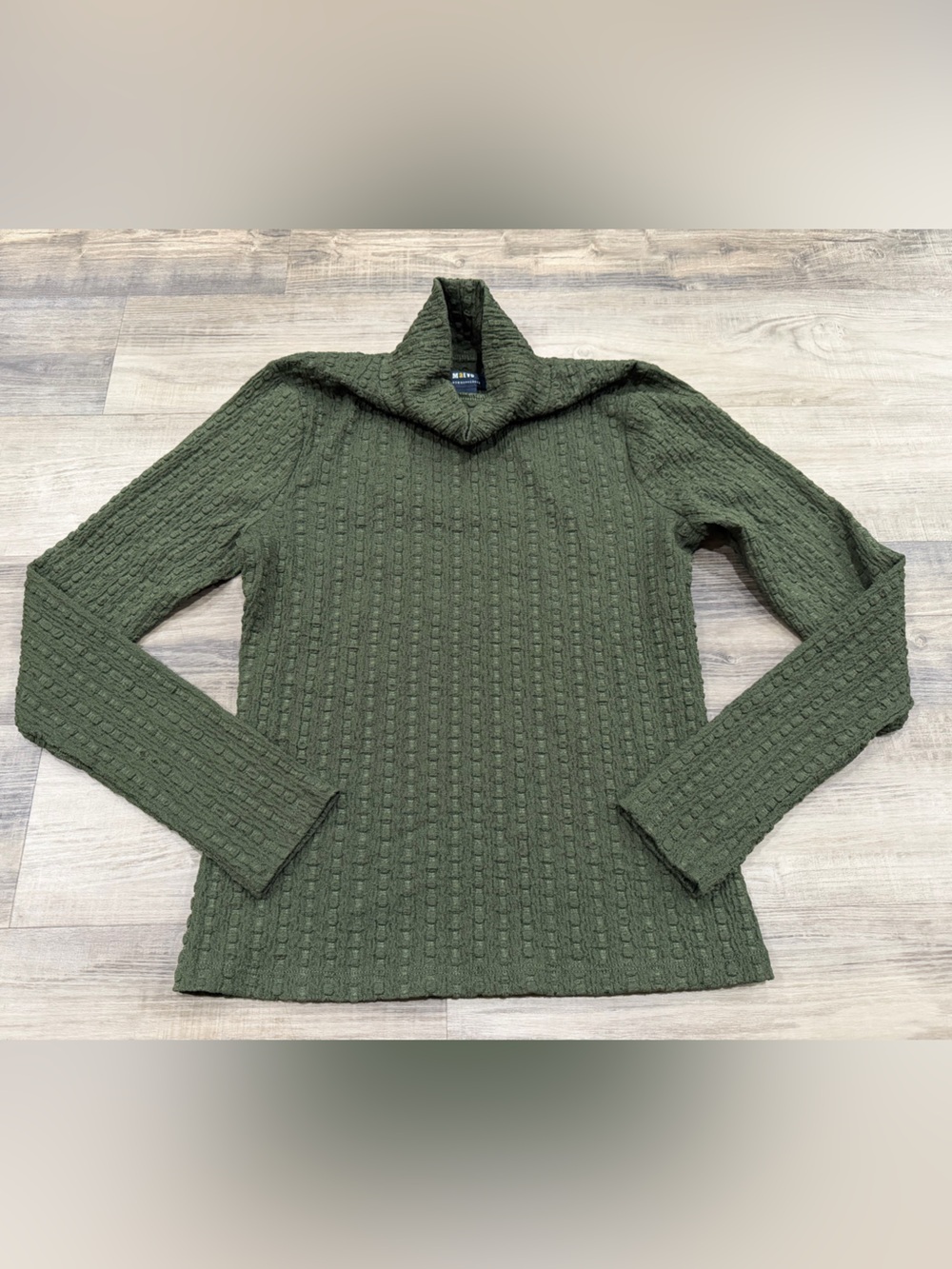 Anthropologie Olive Green Cable Knit Turtleneck Sweater